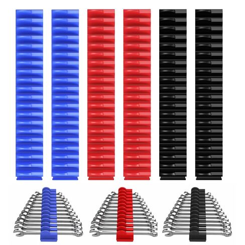 120 pcs Modular Wrench Organizers for Tool Drawers, Large Capacity Wrench Holder with Metric & SAE Labels, Wrench Storage Racks for Mechanics, Father and Boyfriend (Black & Red & Blue) in Kuwait