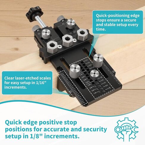 Dowel Jig Kit for Perfect Wood Joints, Self Centering Doweling Jig with 1/4 3/8 1/2 Drill Bushings & Bits, Woodworking Hole Drilling Guide for Cabinet Furniture DIY in Kuwait