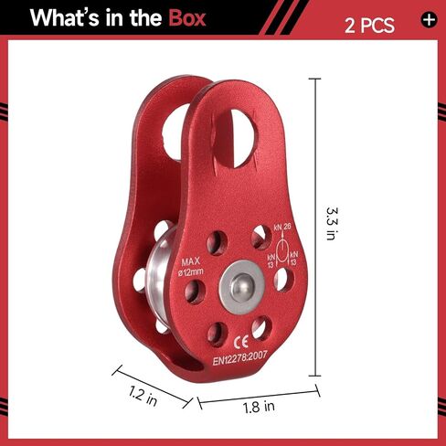 2 PCS Fixed Plate Micro Pulley, 26 KN Small Aluminum Rope Pulleys for Climbing Aloft Work, Rappelling, Rescue, Outdoor Activities, General Purpose, Compact and Lightweight in Kuwait