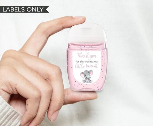 30 Pack 1 oz Mini Hand Sanitizer Labels for It’s a Girl Baby Shower – Thank You for Showering Our Little Peanut Favor Stickers, High Gloss Waterproof Pink Elephant Baby Shower Party Favors S500-1 in Saudi Arabia