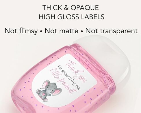 30 Pack 1 oz Mini Hand Sanitizer Labels for It’s a Girl Baby Shower – Thank You for Showering Our Little Peanut Favor Stickers, High Gloss Waterproof Pink Elephant Baby Shower Party Favors S500-1 in Saudi Arabia