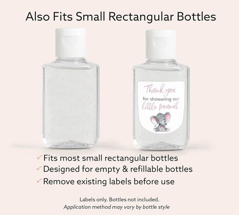 30 Pack 1 oz Mini Hand Sanitizer Labels for It’s a Girl Baby Shower – Thank You for Showering Our Little Peanut Favor Stickers, High Gloss Waterproof Pink Elephant Baby Shower Party Favors S500-1 in Saudi Arabia