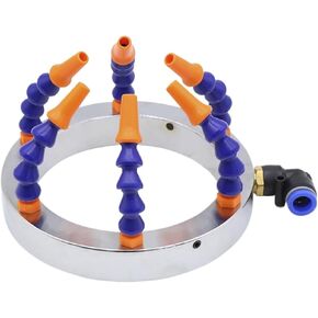 V Shape Brush Holder CNC Spindle Tool Cooling Water Ring Galvanized Iron Plastic/Metal Nozzle 360 Degrees Durable Water Spray Ring CNC Machine Tool(130mm Plastic Nozzle) in Kuwait