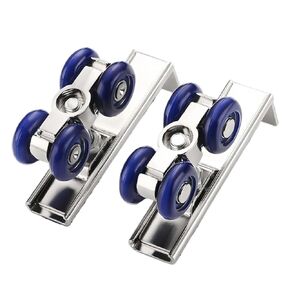2Pcs/Set 4 Wheels Sliding Door Rollers Hardware Slide Doors Pulley Wardrobe Closet Wood Door Hanging Wheels Track Pulley in Kuwait