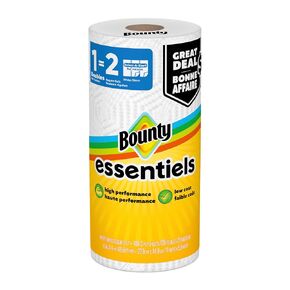 مناشف ورقية من Bounty Essentials، بيضاء، 24 لفة مزدوجة، مغلفة بشكل فردي للاستخدام التجاري والتجاري، (108 ورقة لكل لفة) in Kuwait