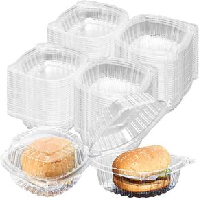POPMISOLER 125Pcs 5‘’ Clear Hinged Plastic Containers,Clear Plastic Take out Containers,Square Hinged Food Container,Disposable Clamshell Dessert Container,Clamshell Take Out Containers for Dessert in Saudi Arabia