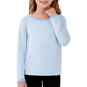 Girls Striped Long Sleeve Shirt Kids Crewneck Pullover Tunic Basic Tops Toddler Soft Trendy Casual Undershirt Pullovers in Kuwait
