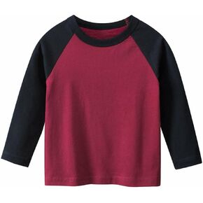Boys Girls Cotton Pullover Tops Toddler Unisex Long Sleeve Crew Neck Contrast Kids Fall Thin Breathable Pullover Shirts in Kuwait