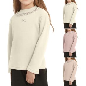 Girls Velvet Sweater Crewneck Soft Slim Fit Long Sleeve Pullover Kid Warm Casual Base Layer T Shirt Tees Sweater Clothes in Kuwait
