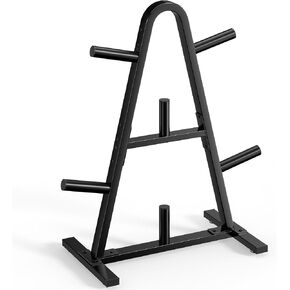 Olympic Weight Rack for Home Gym, 400 LB Weight Plate Tree for 2 Inch Plates, A-Frame Weight Plate Holder with Barbell Storage, Compact Bumper Plate Rack and Weight Tree Rack for Garage Gym in Saudi Arabia