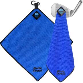Birdie Streak Junior Magnetic Golf Towel for Kids - 12" x 12" Premium Waffle Microfiber - Powerful Integrated Magnet and Carabiner Clip - Youth Golf Bag Accessories - Blue in Kuwait