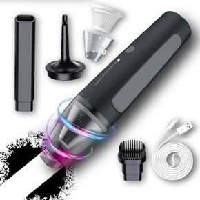 PATO Cordless Handheld Vacuum Cleaner, a Vacuum Cleaner for Small Cars, with Powerful Suction, Equipped with a 1800 mAh high-Capacity Battery,Black in Kuwait