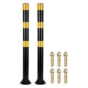 Safety Bollard Posts, 32" Heavy-Duty Barrier Post with Weighted Base & Reflective Strips, for Construction, Parking Lots & Crowd Contro (2, Black, 32") in Saudi Arabia