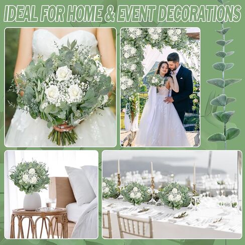 Palonu 30 PCS eucalyptus الاصطناعي ينبع فرع الأخضر المزيف أوراق Faux Stigs Leaf for Home Office Table Prouquet Decor in Kuwait
