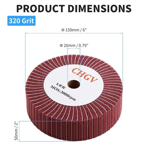 150mm x 50mm Non-Woven Nylon Polishing Burnishing Wheel, 320 Grit Wire Drawing Abrasive Flap Wheels 6" x 2" Polishing Flap Wheel for Stainless Steel Aluminum Copper Wood Metal(Red) in Kuwait
