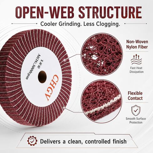 150mm x 50mm Non-Woven Nylon Polishing Burnishing Wheel, 320 Grit Wire Drawing Abrasive Flap Wheels 6" x 2" Polishing Flap Wheel for Stainless Steel Aluminum Copper Wood Metal(Red) in Kuwait
