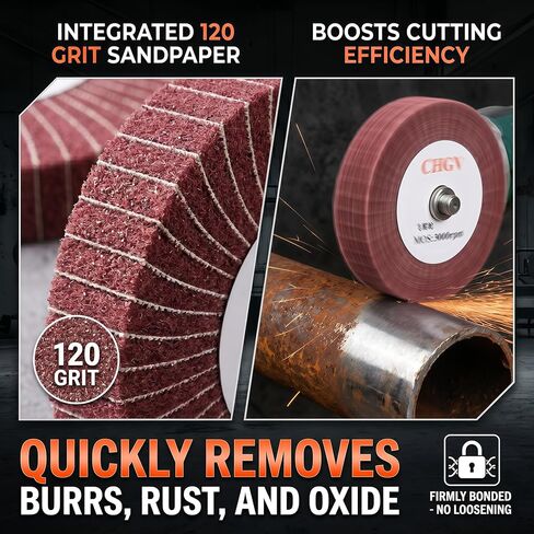150mm x 50mm Non-Woven Nylon Polishing Burnishing Wheel, 320 Grit Wire Drawing Abrasive Flap Wheels 6" x 2" Polishing Flap Wheel for Stainless Steel Aluminum Copper Wood Metal(Red) in Kuwait