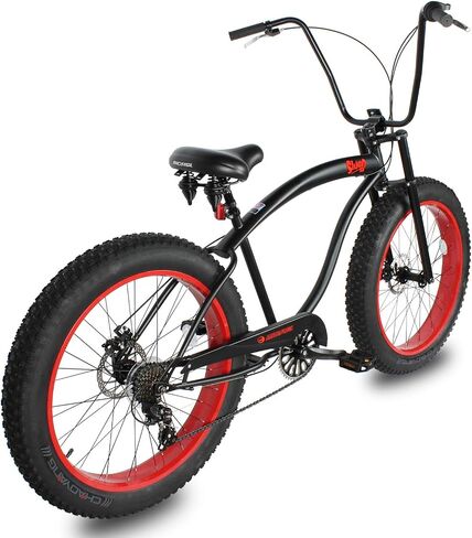 MICARGI SLUGO SS Shimano دراجة كروزر بإطارات سميكة 7 سرعات للرجال والنساء، فرامل قرصية، إطارات عريضة مقاس 26 × 4 بوصة، إطار فولاذي Hi-Ten، دراجة شاطئ المدينة الريفية in Kuwait