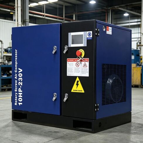 نظام ضاغط الهواء مع مجفف هواء مبرد، ضاغط هواء حلزوني دوار بقوة 10 حصان، 34CFM 125PSI، آلة مجفف بالتجميد الصناعي لورشة العمل، وحدة مجفف هواء ضاغط للخدمة الشاقة in Kuwait