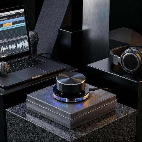 USB Volume Control Knob, 360 Degree Rotating RGB Light PC Audio Adjuster with Customizable Shortcut Keys, for Android PC Laptop Tablet Desktop in Kuwait