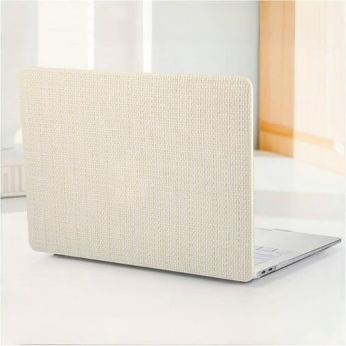 حافظة منسوجة بشعار لجهاز MacBook Pro 14 بوصة 2026-2021 M5 M4 M3 M2 M1 A3427 A3426 A3434 A3112 A3185 A3401 A2918 A2992 A2779 A2442، غطاء من جلد البولي يوريثان المنسوج وغطاء لوحة المفاتيح، بيج in Kuwait
