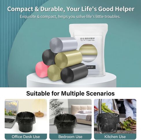 Small Trash Bags, 120 Counts 4 Rolls Multi-Color Mini Garbage Liners Thickened Leak-proof Tiny Waste Sacks 35x30cm Small Plastic Bags For Desk Car Office Mini Trash Can Desktop Waste Basket in Kuwait