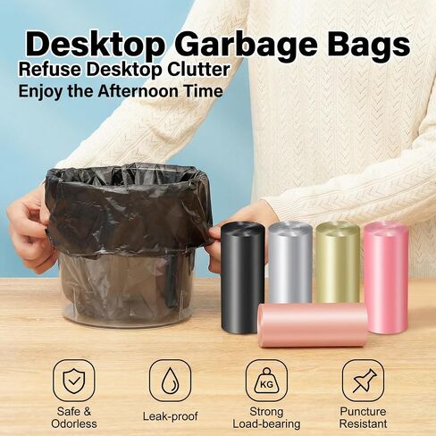 Small Trash Bags, 120 Counts 4 Rolls Multi-Color Mini Garbage Liners Thickened Leak-proof Tiny Waste Sacks 35x30cm Small Plastic Bags For Desk Car Office Mini Trash Can Desktop Waste Basket in Kuwait