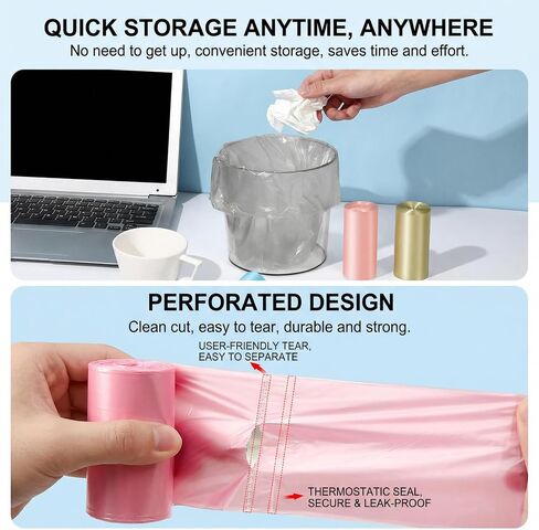 Small Trash Bags, 120 Counts 4 Rolls Multi-Color Mini Garbage Liners Thickened Leak-proof Tiny Waste Sacks 35x30cm Small Plastic Bags For Desk Car Office Mini Trash Can Desktop Waste Basket in Kuwait