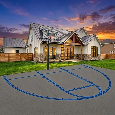 Basketball Court Marking Kit for Driveway - Professional Regulation Layout Stencil for Concrete & Asphalt - Reusable Template for Free Throw & Three-Point Line Setup - Easy to Align & Store in Saudi Arabia