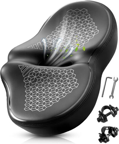 Noseless Oversized Bike Seat for Men & Women, 2026 Upgrade Comfortable Extra Wide Padded Bicycle Seat Cushion, Comfort Bike Saddle for Peloton, Exercise Bike, Beach Cruiser, MTB, EBike in Kuwait