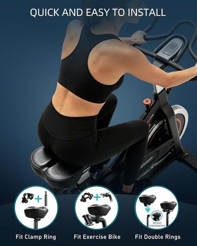 Noseless Oversized Bike Seat for Men & Women, 2026 Upgrade Comfortable Extra Wide Padded Bicycle Seat Cushion, Comfort Bike Saddle for Peloton, Exercise Bike, Beach Cruiser, MTB, EBike in Kuwait