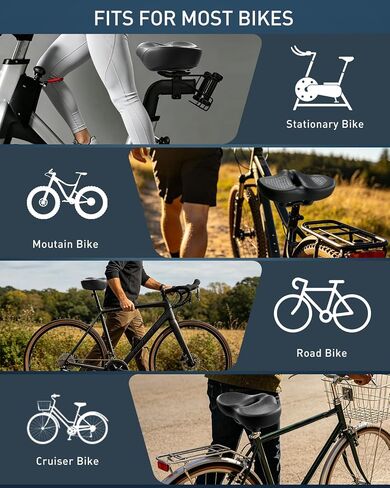 Noseless Oversized Bike Seat for Men & Women, 2026 Upgrade Comfortable Extra Wide Padded Bicycle Seat Cushion, Comfort Bike Saddle for Peloton, Exercise Bike, Beach Cruiser, MTB, EBike in Kuwait