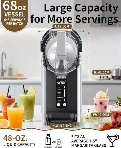Slushie Machine, Slushy Maker for Home, Frozen Drink Maker with 5 Preset Programs for Margaritas, Frappés, Milk Shake, No Ice Needed, LED Display, Self Clean in Kuwait