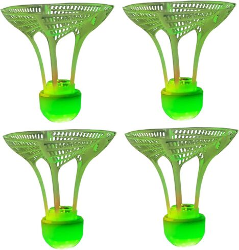 4Pcs Badminton Ball, Lighting Glow in Dark Night Wind Resistant Badminton Birdies Flexible Training Shuttlecocks for Beach, Green in Saudi Arabia