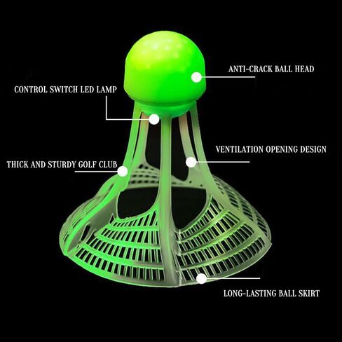 4Pcs Badminton Ball, Lighting Glow in Dark Night Wind Resistant Badminton Birdies Flexible Training Shuttlecocks for Beach, Green in Saudi Arabia