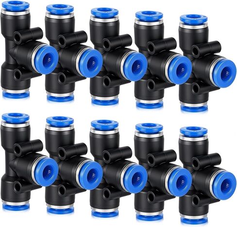 10 PCS Push to Connect Tee Fitting, 1/4" OD 3 Way T Shaped Quick Push Lock Air Adapter Pneumatic, Quick Tube Connector for Auto Repair, DIY Air Tools in Saudi Arabia