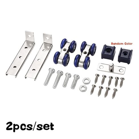 2Pcs/Set 4 Wheels Sliding Door Rollers Hardware Slide Doors Pulley Wardrobe Closet Wood Door Hanging Wheels Track Pulley in Kuwait