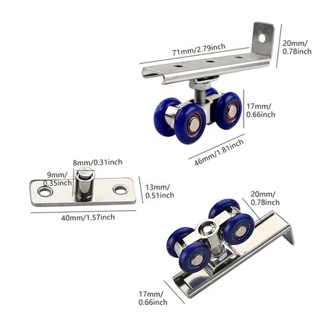 2Pcs/Set 4 Wheels Sliding Door Rollers Hardware Slide Doors Pulley Wardrobe Closet Wood Door Hanging Wheels Track Pulley in Kuwait