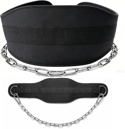 Dip Belt with Chain for Weightlifting, 33.5in Iron Chain, EVA Pad | 220lbs Load Load, Adjustable Fit, Anti-slip Support, Weighted Pull-ups Dips Squats, Unisex, Gym & Home Training in Kuwait