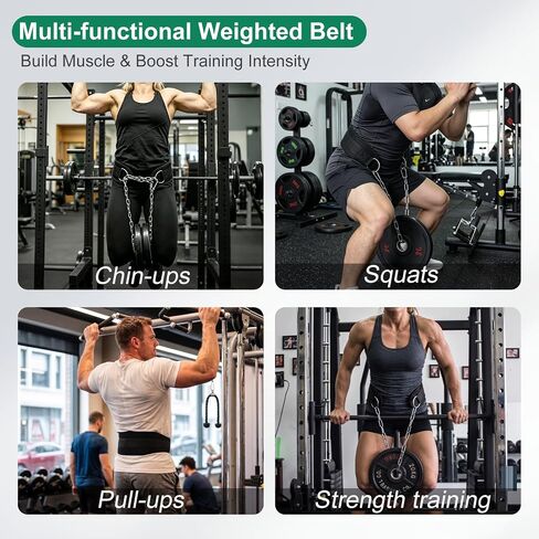 Dip Belt with Chain for Weightlifting, 33.5in Iron Chain, EVA Pad | 220lbs Load Load, Adjustable Fit, Anti-slip Support, Weighted Pull-ups Dips Squats, Unisex, Gym & Home Training in Kuwait
