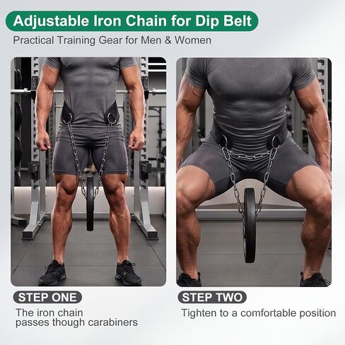 Dip Belt with Chain for Weightlifting, 33.5in Iron Chain, EVA Pad | 220lbs Load Load, Adjustable Fit, Anti-slip Support, Weighted Pull-ups Dips Squats, Unisex, Gym & Home Training in Kuwait