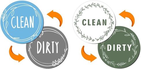 2PCS Dishwasher Magnet Signs 3.5x3.5 Inch Double Sided Clean Dirty Indicator for Kitchen Organization Home Decor(C) in Kuwait
