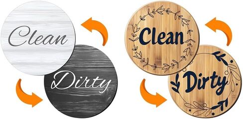 2PCS Dishwasher Magnet Signs 3.5x3.5 Inch Double Sided Clean Dirty Indicator for Kitchen Organization Home Decor(C) in Kuwait