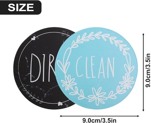 2PCS Dishwasher Magnet Signs 3.5x3.5 Inch Double Sided Clean Dirty Indicator for Kitchen Organization Home Decor(C) in Kuwait