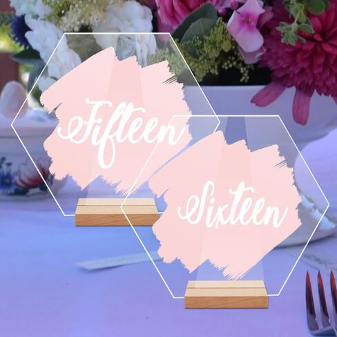 Operitacx 20pcs Acrylic Wedding Table Number Holders Hexagonal Place Cards with Smooth Curved Edges High Transparency for DIY Crafting and Reception Decorations in Saudi Arabia