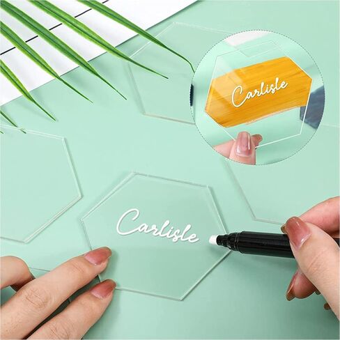 Operitacx 20pcs Acrylic Wedding Table Number Holders Hexagonal Place Cards with Smooth Curved Edges High Transparency for DIY Crafting and Reception Decorations in Saudi Arabia
