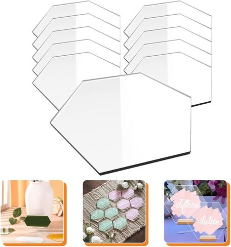 Operitacx 20pcs Acrylic Wedding Table Number Holders Hexagonal Place Cards with Smooth Curved Edges High Transparency for DIY Crafting and Reception Decorations in Saudi Arabia