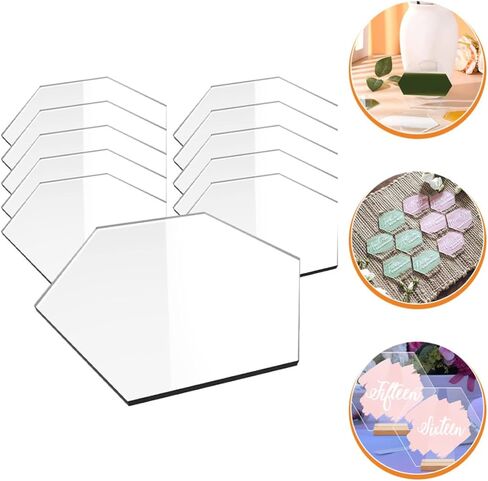 Operitacx 20pcs Acrylic Wedding Table Number Holders Hexagonal Place Cards with Smooth Curved Edges High Transparency for DIY Crafting and Reception Decorations in Saudi Arabia