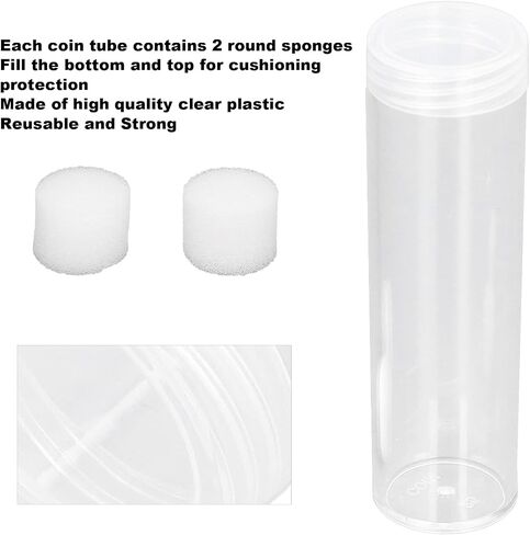 10 Pcs Plastic Tubes Assorted Sizes, Dime Storage Tubes Storage Tubes for 25mm / 0.98in Collection, Dollar Tubes Round Tubes with Cushion Sponge in Kuwait