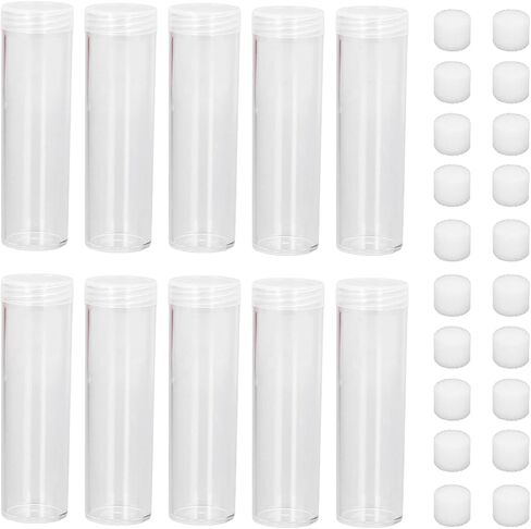 10 Pcs Plastic Tubes Assorted Sizes, Dime Storage Tubes Storage Tubes for 25mm / 0.98in Collection, Dollar Tubes Round Tubes with Cushion Sponge in Kuwait